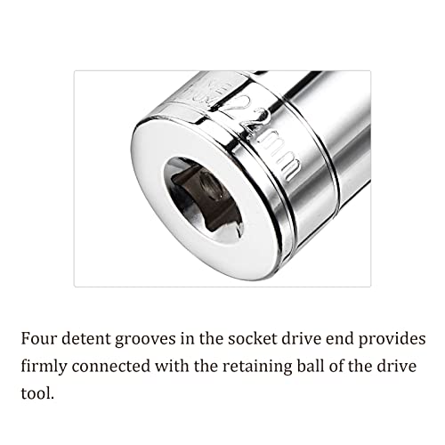 Kozelo 6 Point Shallow Socket - [3/8 Inch X 22Mm] Square Drive For Car Mechanical Equipment Repair Use, Cr-V Steel Metric Sizes #TOP1
