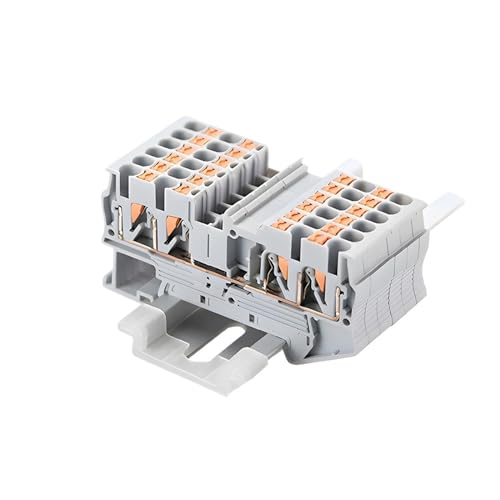 Bloque de terminales PT4-QUATTRO de 4 conductores sobre carril Din gris en pack de 50 unidades