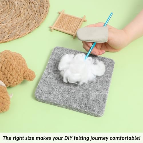 Needle Felting Pad, Needle Felting Mat, 6×6 in Grey Sponge Pad with 1pair Finger Sleeves for Any Wool Feltings Supplies