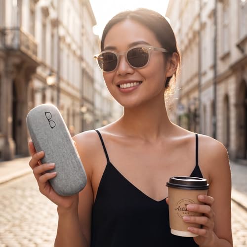 Image of Kanayu 20 /40 /60 /100 Pcs Hard Shell Glasses Case Bulk Linen Fabric Protective Eyeglasses Case Eye Glasses Sunglasses Protector