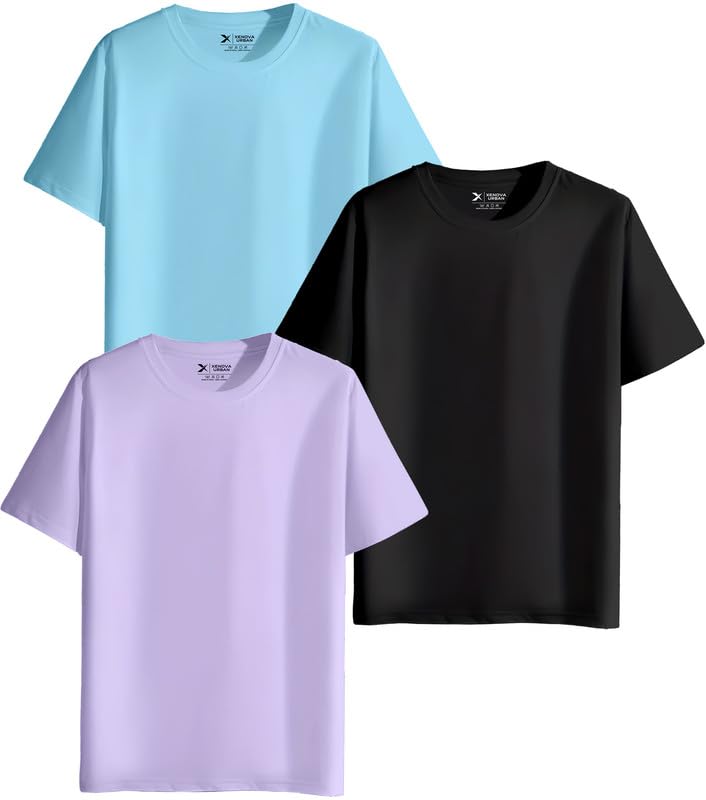 Image of XENOVAURBAN Unisex Regular Cotton Combo of 3 Solid Color Tshirt