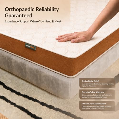 Image of SleepyHug Aircell Ortho Dual Comfort Plus 5 Inch Mattress |Reversible Hard & Soft | 2 Side |7 Years Warranty | Back Pain Relief| Orthopedic | King Bed Size Brown (Lxwxh -72X72X5 Inch)