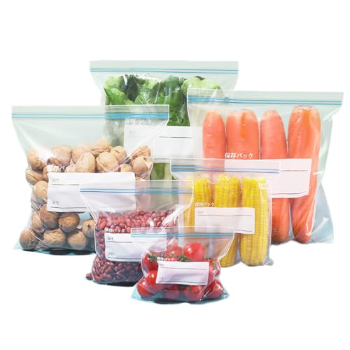 Jrhncy 65 Stück BPA-freie wiederverwendbare Gefrierbeutel, Reißverschluss, Transparent, Polyethylenvinylacetat (PEVA), Rechteckig, für Gemüse, Milch, Snacks, Fleisch