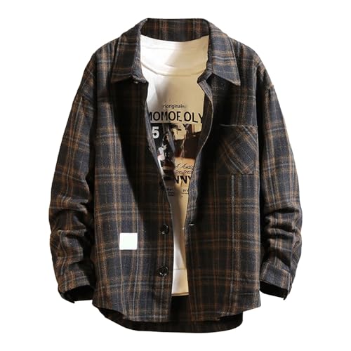 Chemise en flanelle à carreaux homme coupe normale à manches longues