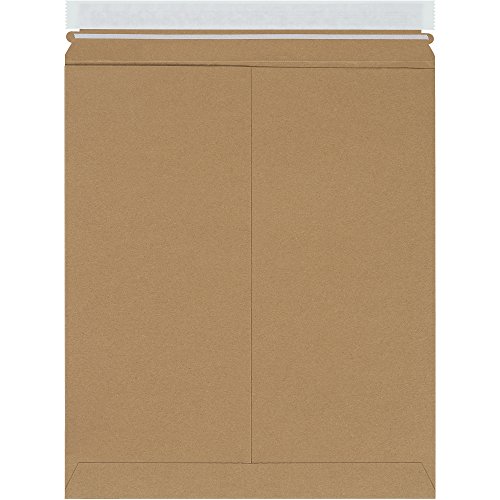 Top Pack Supply 12 3/4 x 15' Stayflats Brand Rigid Flat Mailers, Kraft (Pack of 100) Photo Document Mailers, Peel & Seal Closure, Tear Strip Easy Opening.