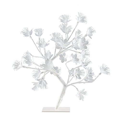 Decorative Battery Operated 32 Warm White LED Bonsai Style Tree Table Lamp Light with Fibre Optic Flowers - 45cm