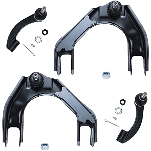 Image of Detroit Axle - Front Upper Control Arms w /Ball Joints Outer Tie Rods Replacement for 1996-2000 Chrysler Sebring Stratus Cirrus Breeze - 4pc Set