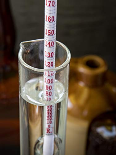 Brewing America B001X2B4F4 Hydrometer Alcohol Meter Test Kit: Distilled Alcohol American-Made 0-200 Proof Pro Series Traceable Alcoholmeter Tester Set thumb #4