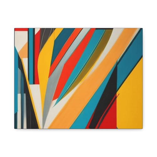 Abstract Colorful Geometric Canvas Wall Art Print, Modern Mid Century