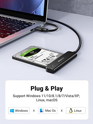 UGREEN USB 3.0 to SATA Adapter, 2.5 Hard Drive Reader, Plug and Play 2.5 SATA to USB Adapter Cable, UASP & TRIM, Tool-free External SATA HDD SSD Converter Compatible with 2.5 Inch HDD SSD PC Laptop - Image 4