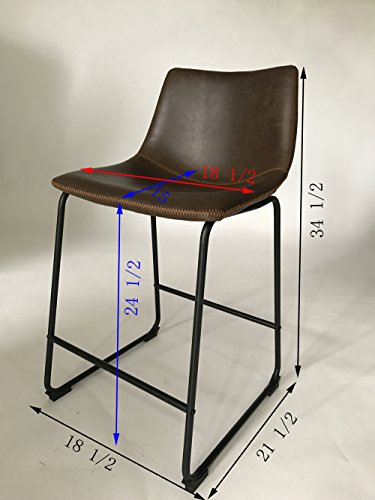 Roundhill Furniture Lotusville Vintage Pu Leather Counter Height Stools, Antique Brown, Set Of 2 #TOP1