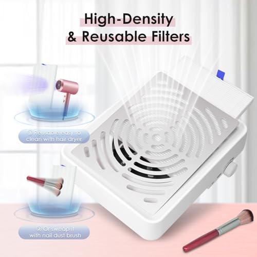 Rolokit B0925PARENT Nail Dust Collector With Lamp&50Pcs Disposable Filter&Dusting Brush thumb #5