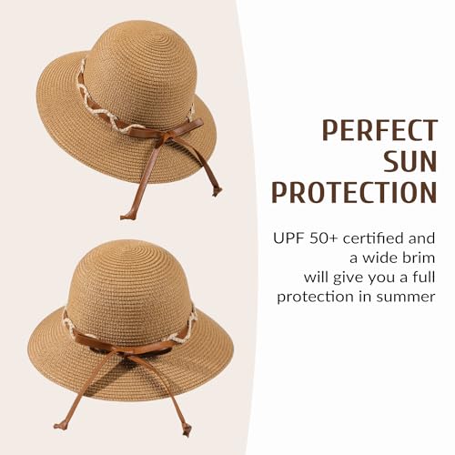 Image of Beach Hat for Women, Wide Brim Sun Straw Hats for Women, Sun Hat Womens UPF 50+ UV Protection, Floppy Foldable Summer Hats