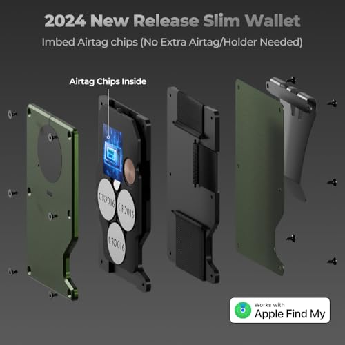 HPSH Air Wallet: Minimalist RFID Blocking Wallet with Built-in Airtag, Slim for Men, Compatible with Apple Find My (Army