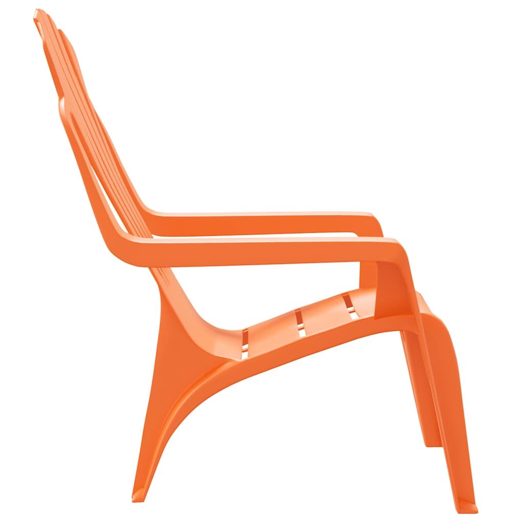 Kinder-Gartenstühle 2 STK Orange aus Polypropylen mit Holzoptik 37x34x44 cm, wetterfest mit Rückenlehne und Armlehne für Balkon Terrasse Outdoor zum Relaxen und Spielen