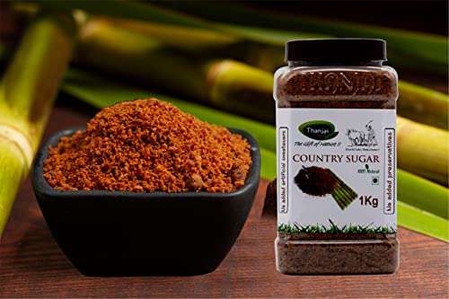 Image of Thanjai Natural 4kg Jar Sugarcane Jaggery Powder / Country Brown Sugar / Naatu Sakkarai - Organically Processed 100% Natural (4kg Jar)