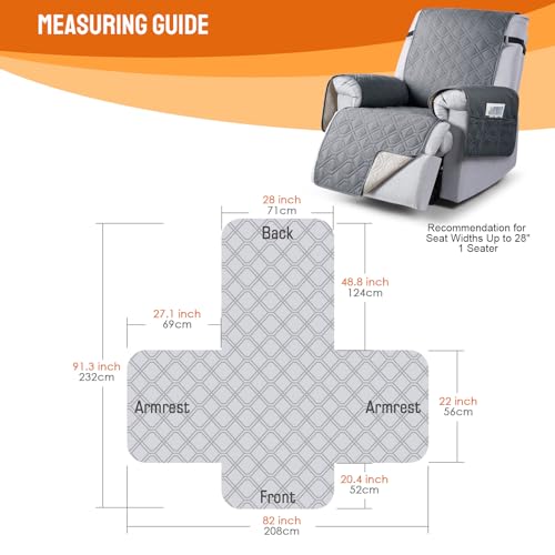 Image of VANSOFY 100% Waterproof Recliner Chair Covers, Recliner Cover Non-Slip Dog Chair Cover Furniture Protector Washable Slipcover with Pocket, Elastic Straps for Pets, Dogs(Dark Gray, 28 inch)
