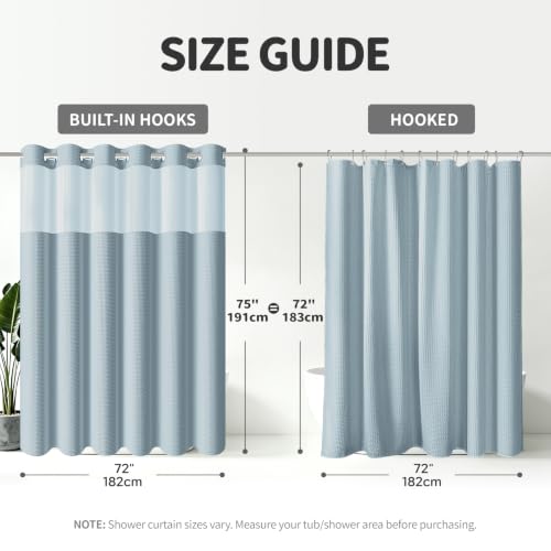 Dynamene Ringless Waffle Weave Shower Curtain Set, Fog Blue, 72"x75" by Dynamene - Used condition - Image 2