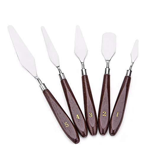 iHouse 5 Pieces Painting Knives Stainless Steel Spatula Palette Knife Oil Painting Accessories Color Mixing Set for Oil, Canvas, Acrylic Painting
