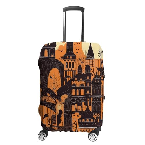 Travel Luggage Cover Suitcase Cover Suitcase Protector Cityscape Style Luggage Covers Washable Baggage Cover Elastic Anti-Scratch Suitcase Case Protector for Adult Personalized Suitcase Covers