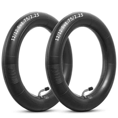 Heavy Duty 12/12.5x1.75x2.25 Thick 40% Butyl Inner Tube, 12 1/2 x 2 1/4 Inner Tube with CR202 Angled Valve Stem Compatible with Most 12x1.75/2.125 12x2.25 12.5X1.75/2.25 Bike/Scooter Tire Tube 2Pcs