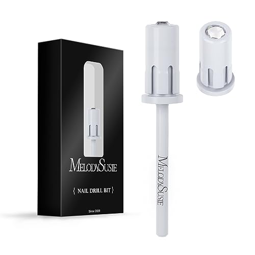 Image of MelodySusie Crystal Top Mandrel Bit for Nails, 3 /32'' Easy Off Nail Drill Bits for Sanding Bands, Suitable for Acrylic Nails Gel Manicures and Pedicures, White