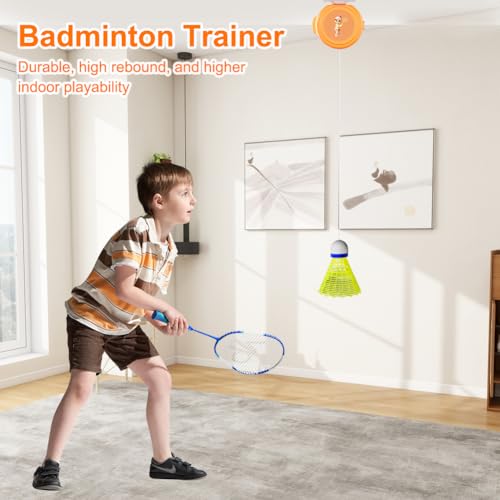 Zinueen Badminton Rebound Trainer, Trainingshilfe-Badminton Tragbarer, Badminton-Trainingsgerät, Badminton Einzelspieler Rückpralltrainer, für Badmintonplätze, Garten, Parks, Wohnzimmer, Balkon