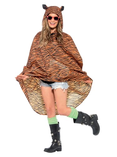 Preisvergleich Produktbild Smiffys Tiger Party Poncho, mit Zugbeutel Halloween