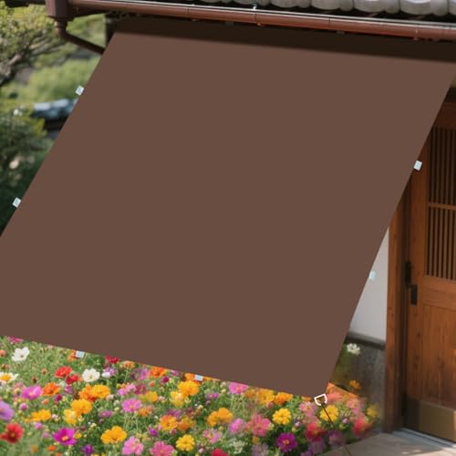 XiaZ 雨よけ 日除けシェード 強化四辺織ベルト仕様 ベランダ サンシェードオーニング 耐久性UP 2層撥水 防水加工シェード UVカット 400D耐候ポリエステル ベランダ/キャンプ/庭用 簡単設置 固定ロープ付属 (モカ色, 2*2.5M)