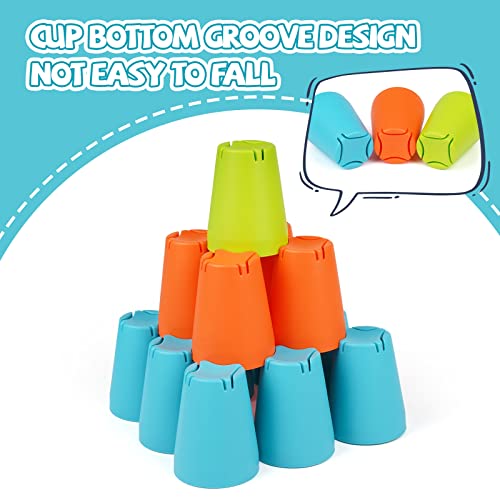 Agirlgle 3 in 1 Baby Stacking Cups Toys Set Interlocking Building & Stacking Toy Game- Colorful Interactive Stackable Cups for Baby Nesting Cups, Pitching Game for Kids Learning and Playing- 44 Pcs - Thumbnail 3