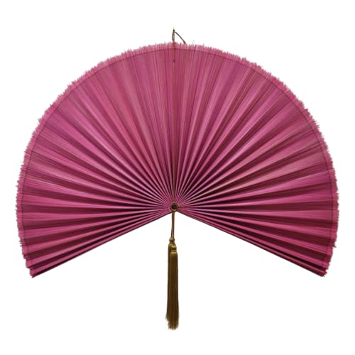 SUCHUBU Decorative Pink Wall Fan 47 Handcrafted Asian Wall Decor Large Japanese Art Hanging Pastel Boho Chic Decor Elegant Bamboo Weaving for Living Room (Pink Large)