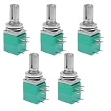 5 Stück 8-Pin Linear Single-Turn Frontpanel Potentiometer mit Schalter,B10K 6mm Dual Carbon Film Audio Endstufe Versiegeltes Potentiometer,für Audio Ausrüstung Verstärker
