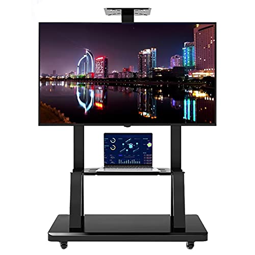 AISNXOQI Carro rodante para TV Soporte para TV móvil para Pantalla Plana de 40 a 65 Pulgadas, Soporte de Piso Universal para TV de Servicio Pesado Negro con 2 Almacenamiento y Ruedas, Sala de