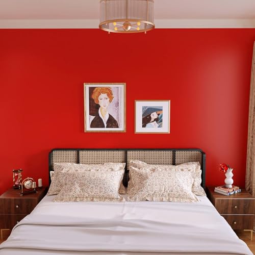 Image of HOME13 Vinyl Matte Wallpaper Red Self Adhesive Decorative for Kitchen Cabinet Furniture Countertop Waterproof (24inches By 48inches, Red Matte Wallpaper)