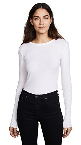 Enza Costa Women’s Cashmere Blend Cuffed Crew Top with Thumbholes