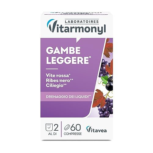 VITARMONYL - VITE ROSSA RIBES NERO - Integratore gambe leggere - Favorisce la funzionalità del microcircolo e il drenaggio dei liquidi - Nuova formula potenziata -...