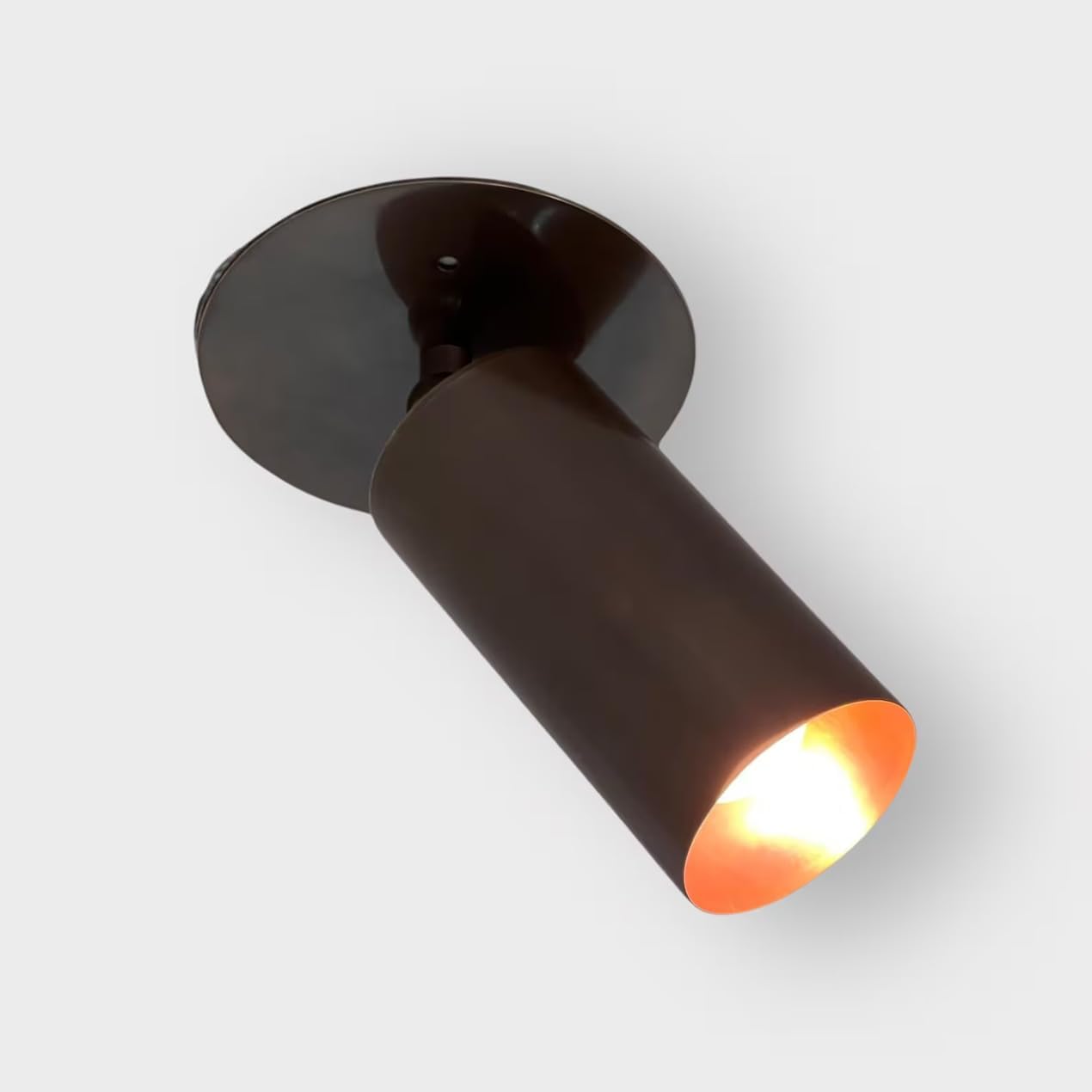 Modern Adjustable Brass Ceiling Spotlight – 180° Movable Solid Brass Cylinder Light Fixture for Accent & Task Lighting – Antique Brass Rotatable Ceiling Spot Light for Home (Brushed Chrome)