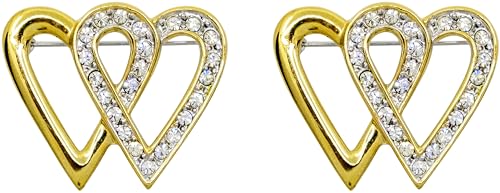 Image of Set of 2 Brooch Lapel Pins With Rhinestones