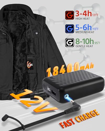 Image of Wulcea Graphene Heated Jacket for Men 12V Fast Charge 18400mAh Large Capacity