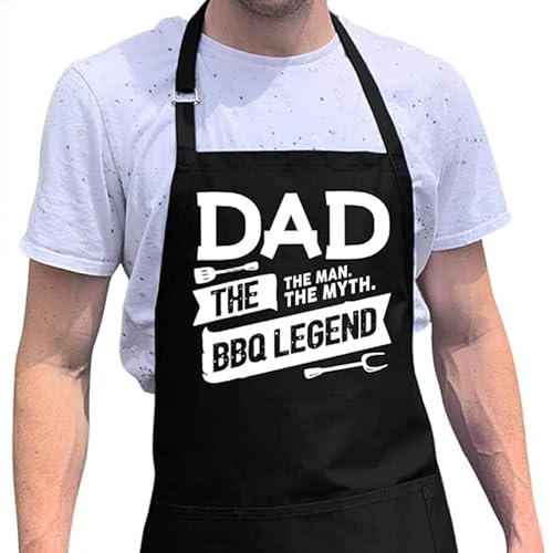 ApronMen - Aprons - Funny Men’s Grilling Aprons - Utility Pockets - One Size Fits Most - Adjustable Neck Strap - Machine Washable - The Man, the Myth