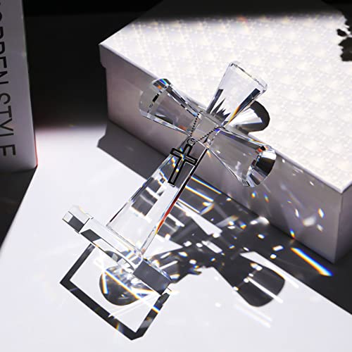 Image of YWHL Handmade Crystal Cross Standing Religious Gifts for Women Men