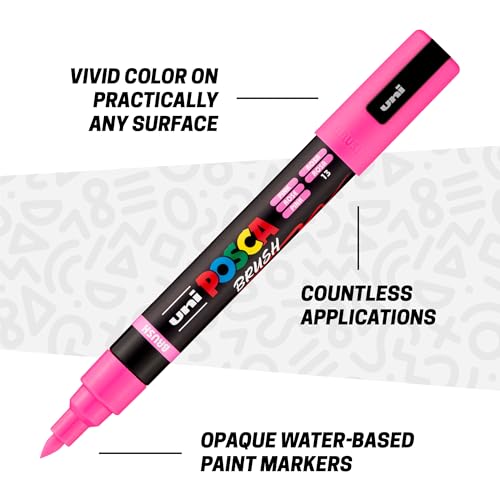 Image of POSCA Canvas Paint by Number Kit, Rainbow Safari - 8 Acrylic Markers with 2 Pre-Drawn Canvases - Gift Set for Artists, Adults and Kids