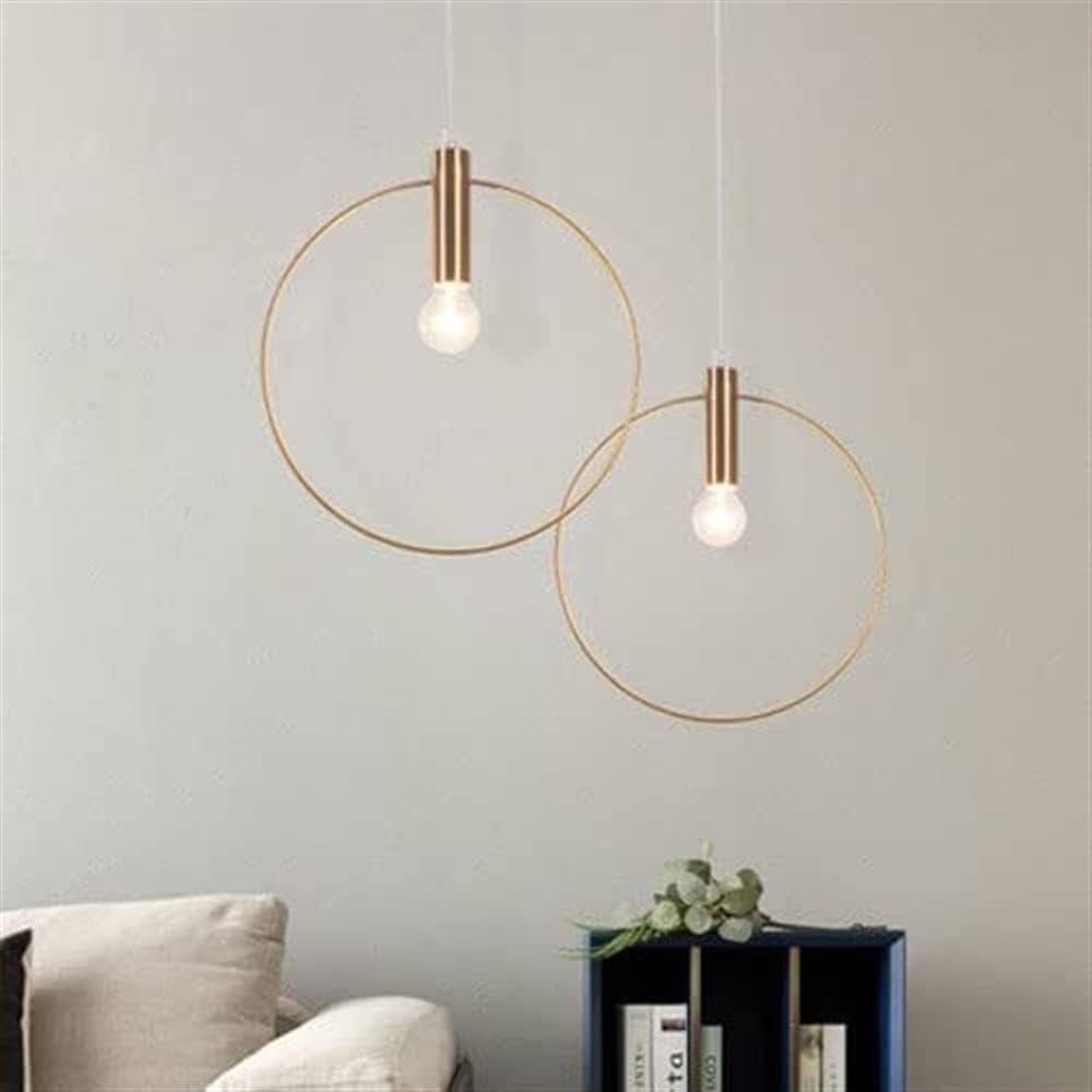 Industrial Pendant Light Nordic Round Single Head Chandelier Wrought Iron Pendant Lamp for Window Living Room Golden Decorative Pendant Light Hanging Light For Corridor Hanging Ceiling Lamp(28cm/11.02