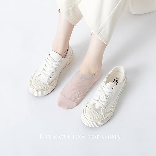 Image of Ultra Thin Liner Socks Non Slip Nylon No Show Socks Womens Lightweight Breathable 3 & 4 & 6 Pair Packs