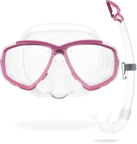 Cressi Combo Set Estrella + Mexico Conjunto Combinado de máscara de Buceo y Snorkel, Perla México, Unisex Adulto, Transparente/Rosa, Talla Única