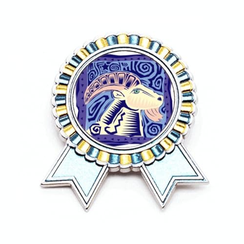 Broche constellation Bélier gravée en métal M, le cadeau badge idéal style médaille de vainqueur