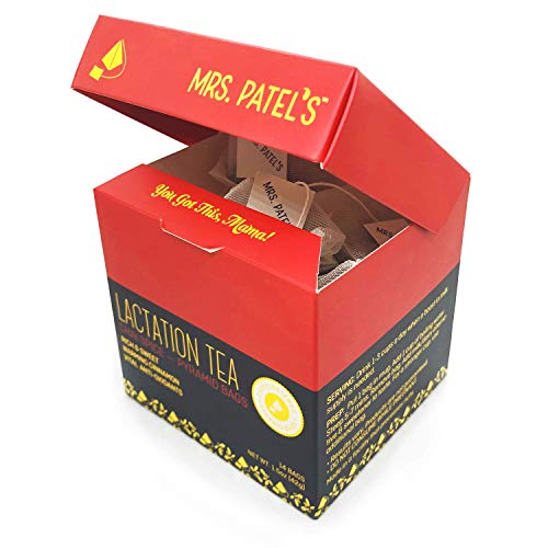 Image of Mrs. Patel's Lactation Tea, Chai Spice Blend, Rich & Sweet for Breastfeeding & Pumping Moms, Drink Iced or Hot, Caffeine Free, Gluten Free, Dairy Free, Fenugreek Free (14 Small Tea Bags)