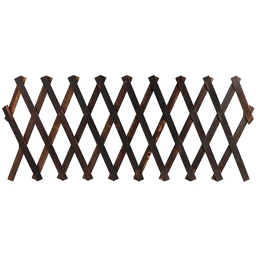 CHUEHKAK Rankgitter Ausziehbar 200 x 30cm Gartenzaun Ausziehbar Pflanzengitter Ausziehbar Holzspalier Ausziehbar Expandable Trellis Hartholz Spalier, für Balkone und Gärten, Braun
