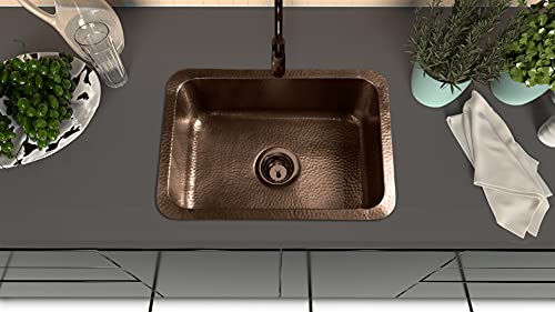 Monarch Abode 17098 Pure Copper Hand Hammered Milan Single Bowl Kitchen Sink (21 Inches) #TOP3