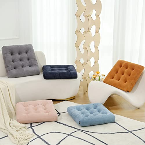 Getmo Resin Large Floor Pillows,Square Meditation Pillow,Microsuede Sitting Pillows Floor Cushion For Yoga Living Room Balcony Office Outdoor,Seat Cushion Tatami For Chair Sofa,22X22 Inch,Navy #TOP3